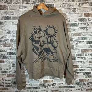 CHNGE Organic Cotton Extinction Rebellion Dinosaur Graphic Hoodie Taupe Medium‎